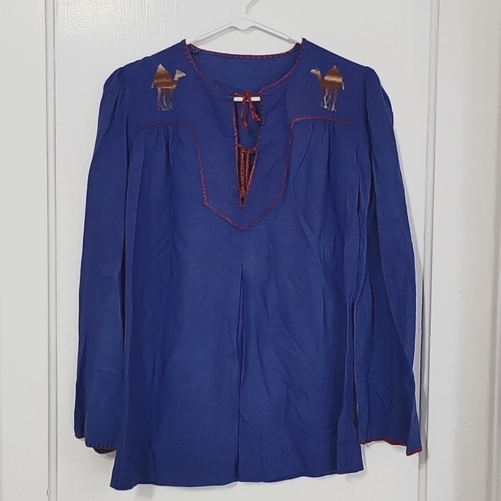 Israel blouse embroidered shirt camels unique top hand stitched beautiful shirt